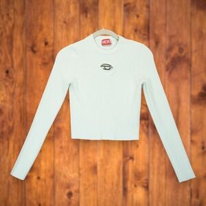 Diesel M-Valari Oval D Ribbed-Knit Top ~ Women's ~ Size Medium White ~ MSRP $508